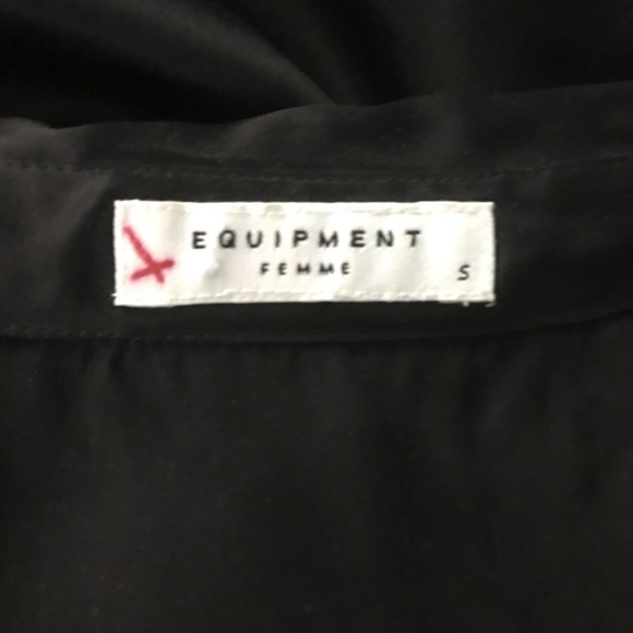 Equipment black silk lace long sleeve blouse small - Picture 9 of 11